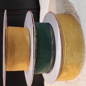3 Rolls Holiday Kirkland Wire-Edged Ribbon, 98 yards approx total